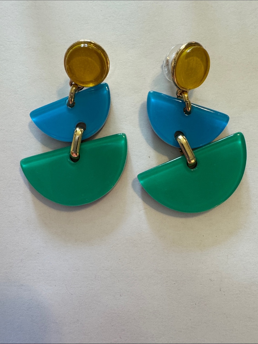 Bold Geometric Drop Earrings in Teal & Blue by